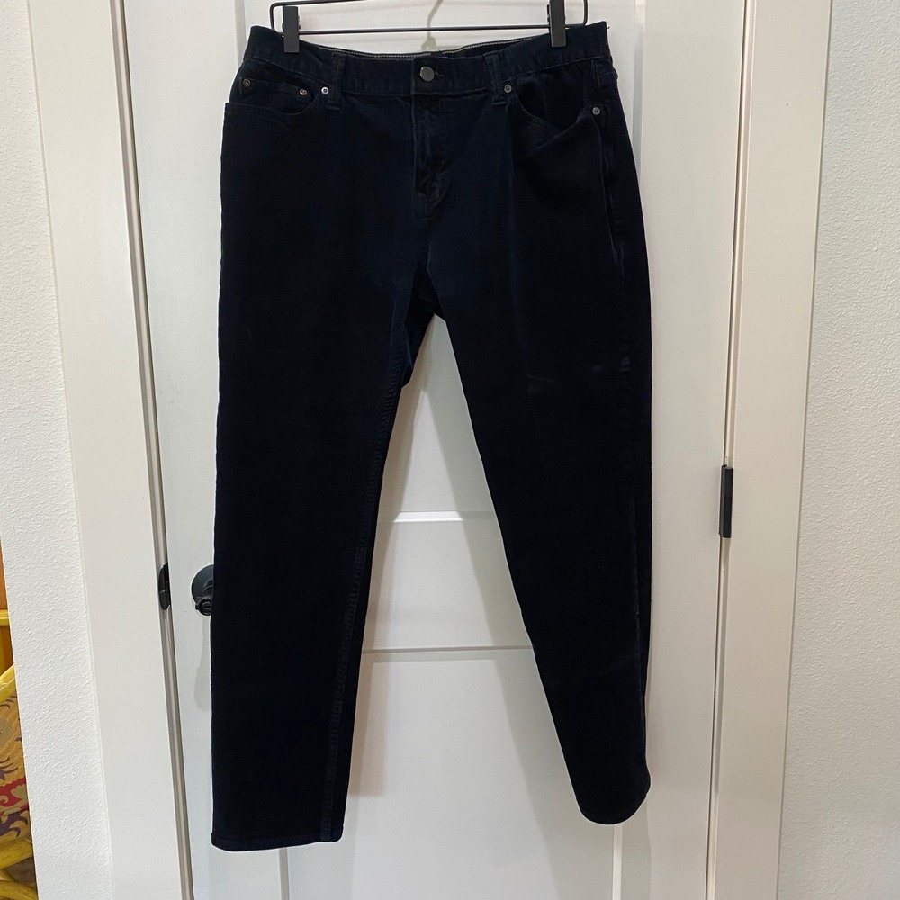 Banana Republic Mens Travel Cord Pants Black Corduroy 34" Washwell Stretch